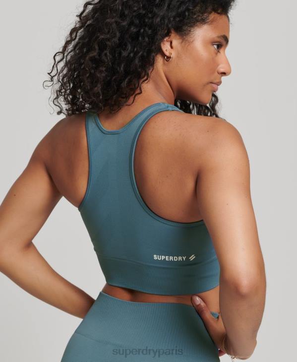 Superdry femmes soutien-gorge à impact moyen sans couture core D64Z4178 vêtements bleu