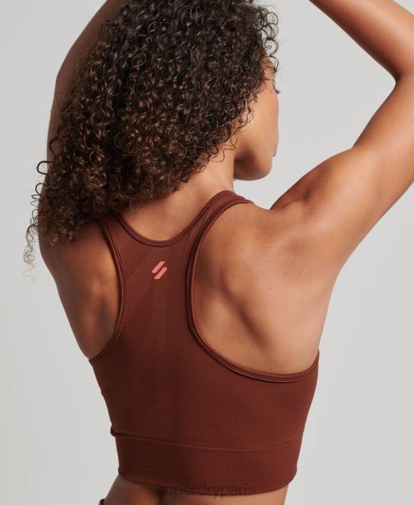 Superdry femmes soutien-gorge à impact moyen sans couture core D64Z4184 vêtements brun