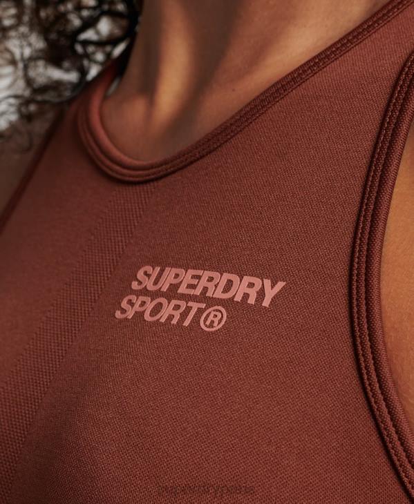 Superdry femmes soutien-gorge à impact moyen sans couture core D64Z4184 vêtements brun