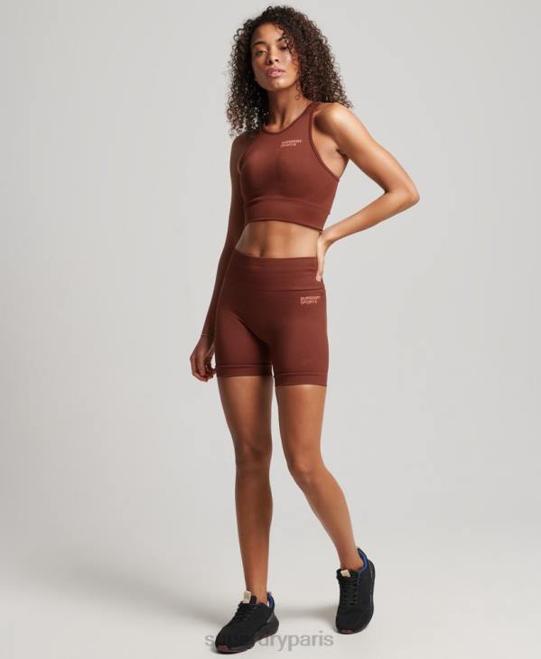 Superdry femmes soutien-gorge à impact moyen sans couture core D64Z4184 vêtements brun