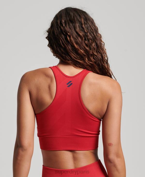 Superdry femmes soutien-gorge à impact moyen sans couture core D64Z4190 vêtements rouge