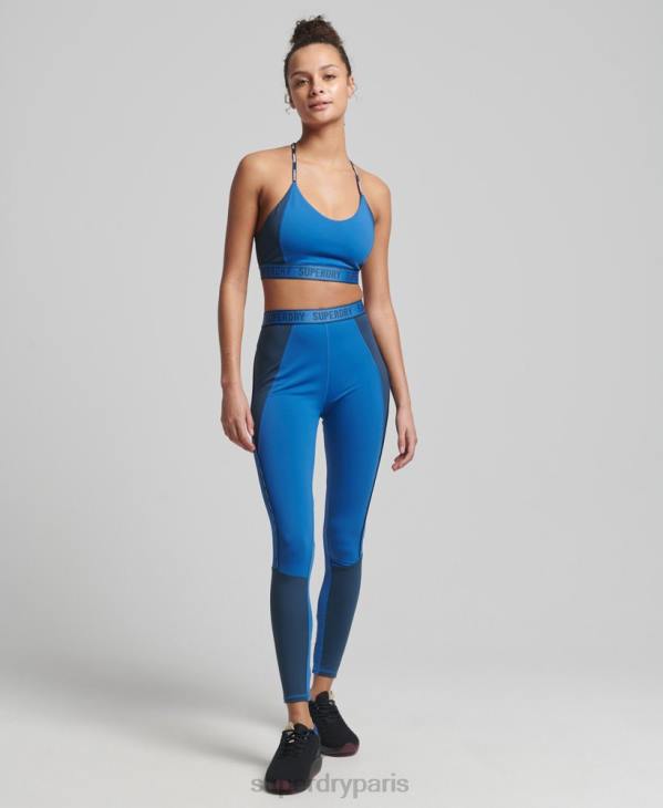 Superdry femmes soutien-gorge élastique à impact moyen train D64Z4198 vêtements bleu