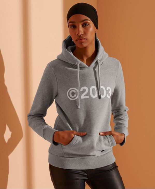 Superdry femmes Sweat à capuche 2003 D64Z3475 vêtements gris