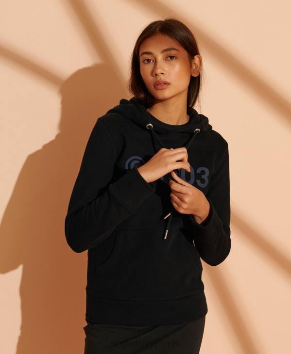 Superdry femmes Sweat à capuche 2003 D64Z5948 vêtements noir