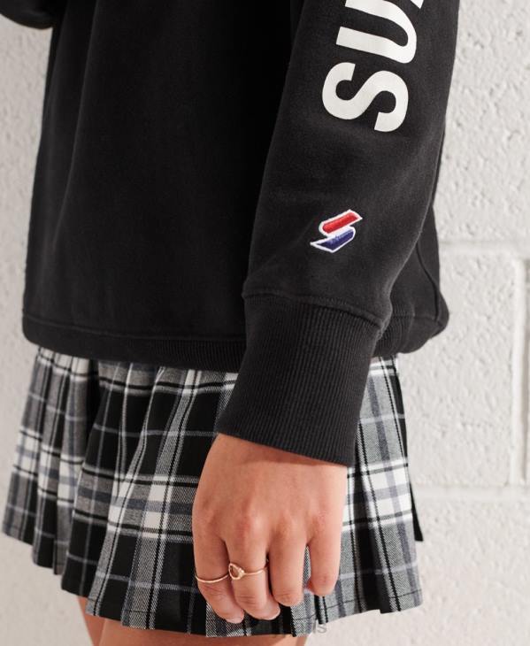 Superdry femmes city ​​college haut de survêtement demi-zip oversize D64Z3345 vêtements noir