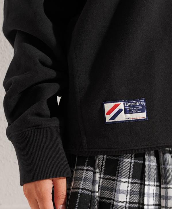 Superdry femmes city ​​college haut de survêtement demi-zip oversize D64Z3345 vêtements noir