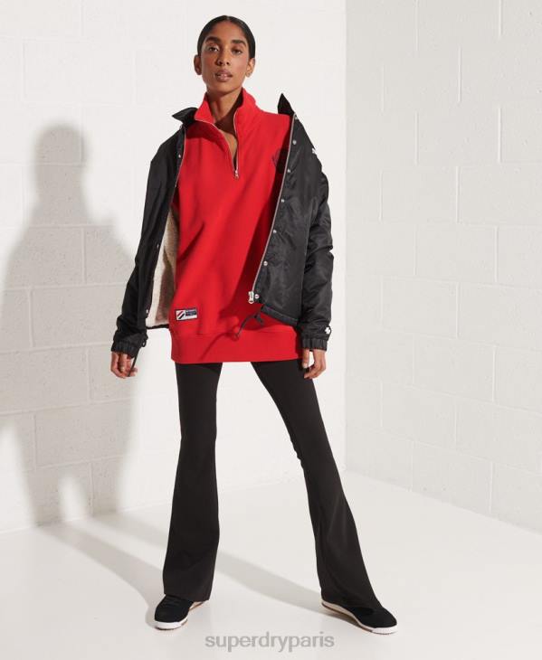 Superdry femmes city ​​college haut de survêtement demi-zip oversize D64Z5959 vêtements rouge