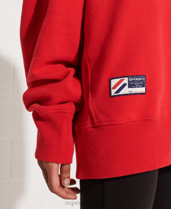 Superdry femmes city ​​college haut de survêtement demi-zip oversize D64Z5959 vêtements rouge