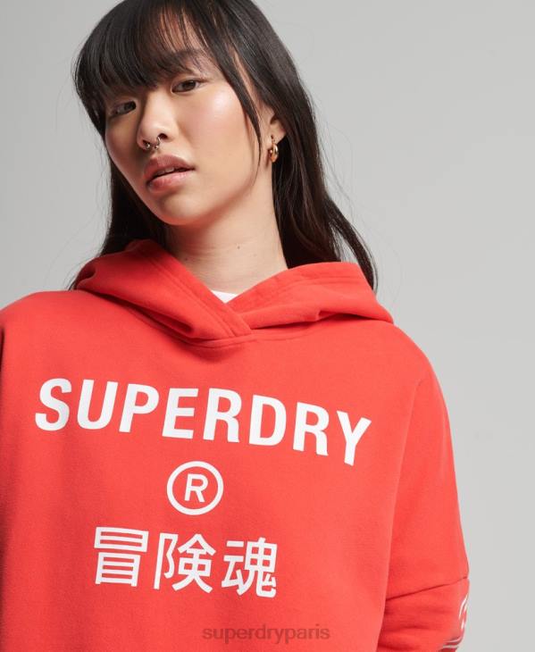 Superdry femmes code core sport sweat à capuche crop D64Z5857 vêtements corail