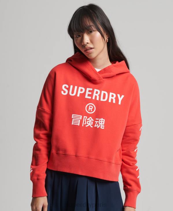 Superdry femmes code core sport sweat à capuche crop D64Z5857 vêtements corail