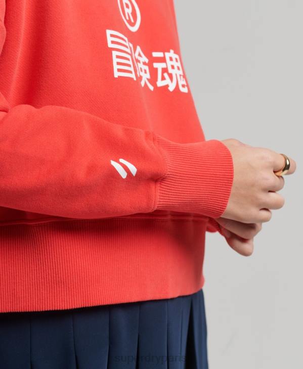 Superdry femmes code core sport sweat à capuche crop D64Z5857 vêtements corail