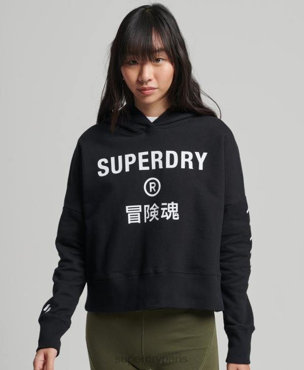 Superdry femmes code core sport sweat à capuche crop D64Z5862 vêtements noir