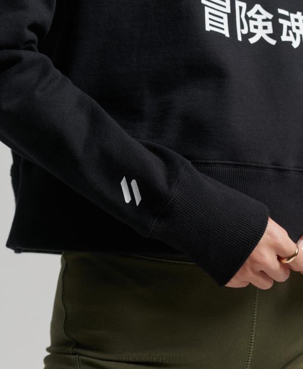 Superdry femmes code core sport sweat à capuche crop D64Z5862 vêtements noir