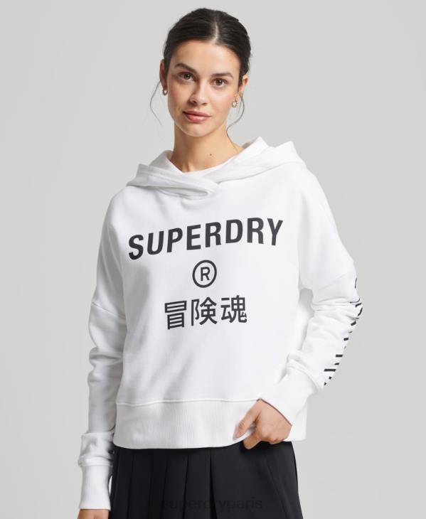 Superdry femmes code core sport sweat à capuche crop D64Z5913 vêtements blanc