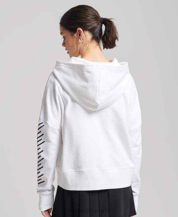 Superdry femmes code core sport sweat à capuche crop D64Z5913 vêtements blanc
