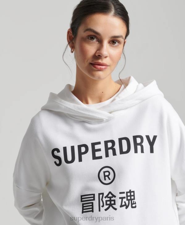 Superdry femmes code core sport sweat à capuche crop D64Z5913 vêtements blanc