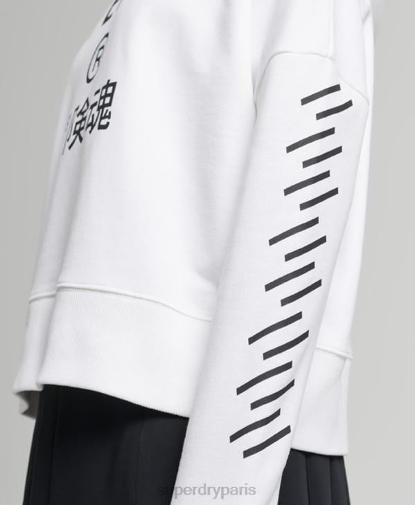 Superdry femmes code core sport sweat à capuche crop D64Z5913 vêtements blanc
