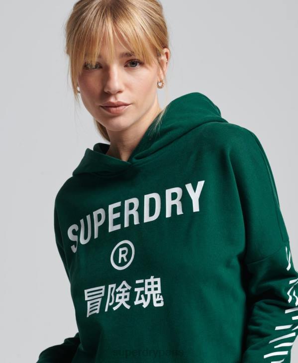 Superdry femmes code core sport sweat à capuche crop D64Z5955 vêtements vert