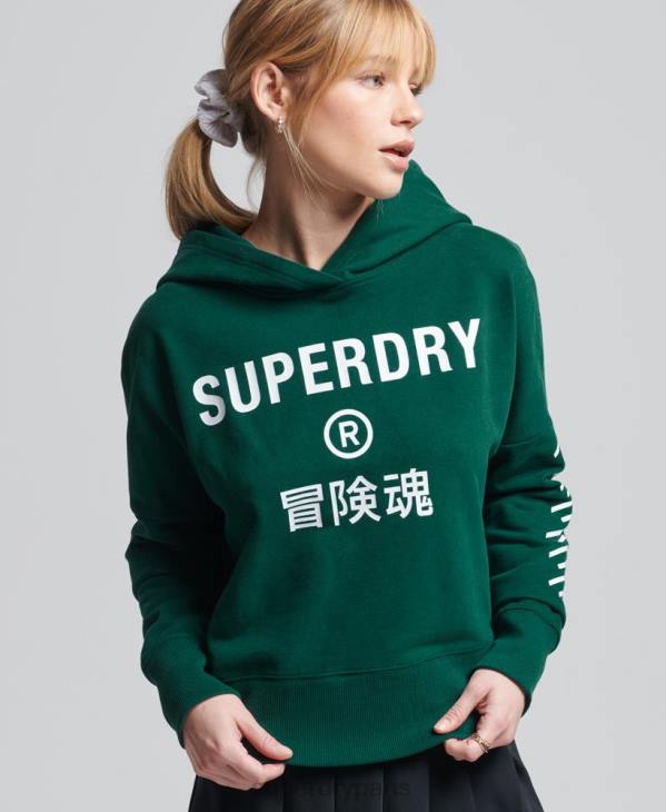 Superdry femmes code core sport sweat à capuche crop D64Z5955 vêtements vert