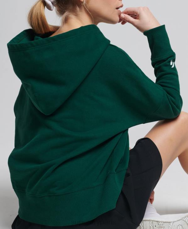 Superdry femmes code core sport sweat à capuche crop D64Z5955 vêtements vert