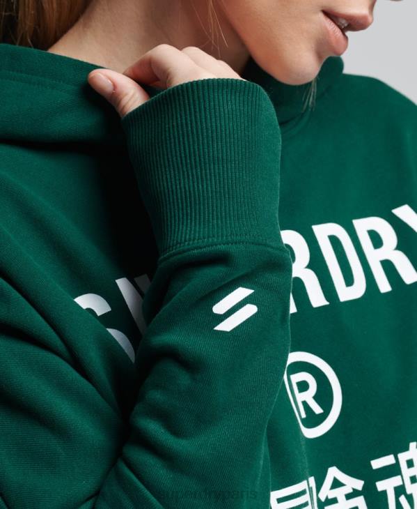 Superdry femmes code core sport sweat à capuche crop D64Z5955 vêtements vert