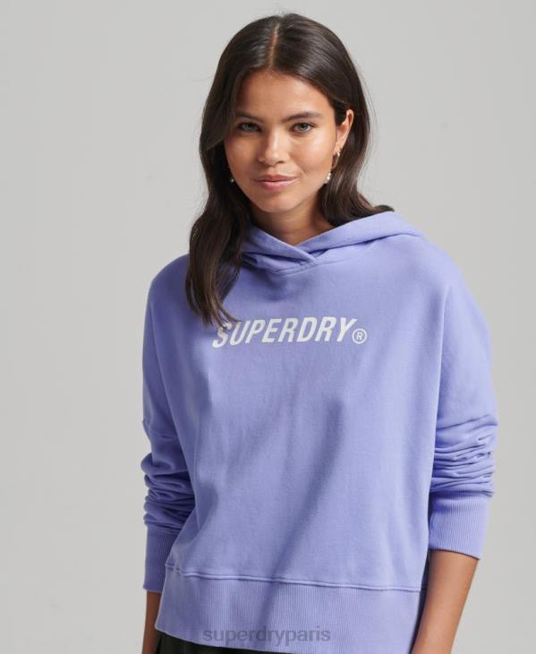 Superdry femmes code core sport sweat à capuche crop D64Z6071 vêtements violet