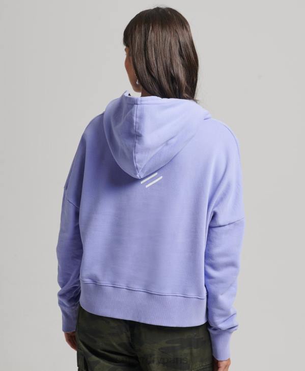 Superdry femmes code core sport sweat à capuche crop D64Z6071 vêtements violet