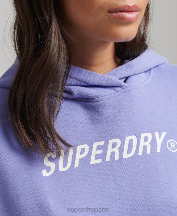 Superdry femmes code core sport sweat à capuche crop D64Z6071 vêtements violet