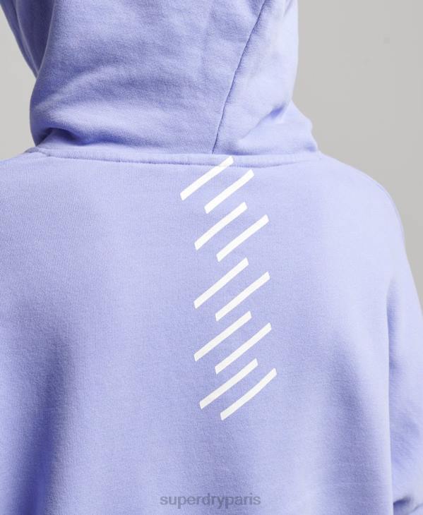 Superdry femmes code core sport sweat à capuche crop D64Z6071 vêtements violet