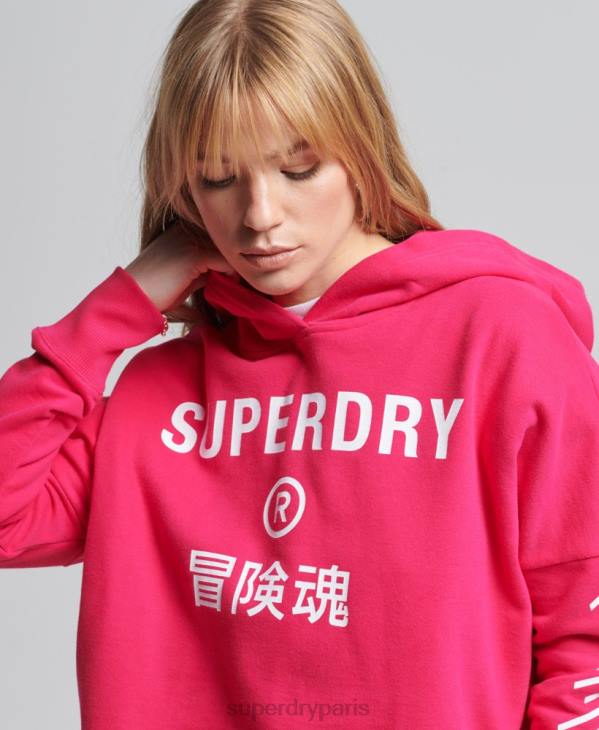 Superdry femmes code core sport sweat à capuche crop D64Z6098 vêtements rose