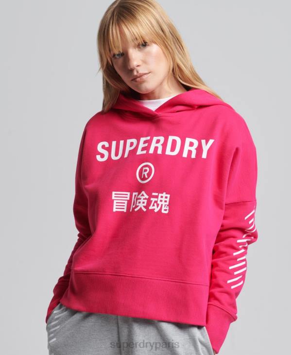 Superdry femmes code core sport sweat à capuche crop D64Z6098 vêtements rose