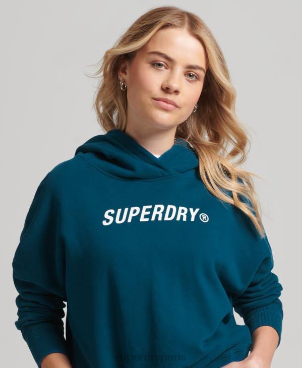 Superdry femmes code core sport sweat à capuche crop D64Z6129 vêtements bleu