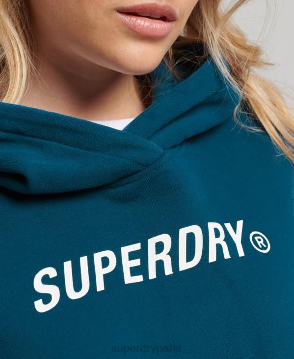 Superdry femmes code core sport sweat à capuche crop D64Z6129 vêtements bleu