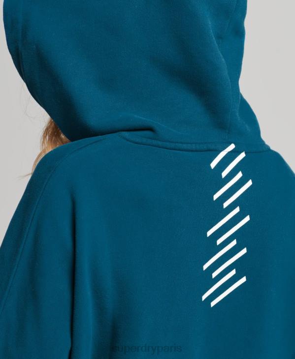 Superdry femmes code core sport sweat à capuche crop D64Z6129 vêtements bleu