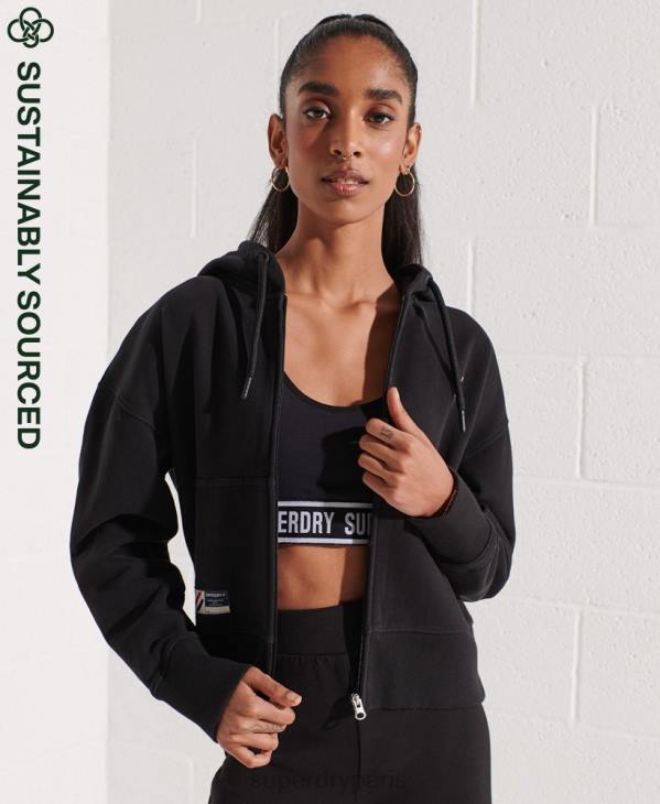 Superdry femmes code essentiel sweat à capuche zippé D64Z5944 vêtements noir