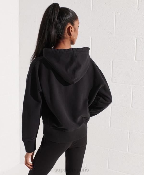 Superdry femmes code essentiel sweat à capuche zippé D64Z5944 vêtements noir