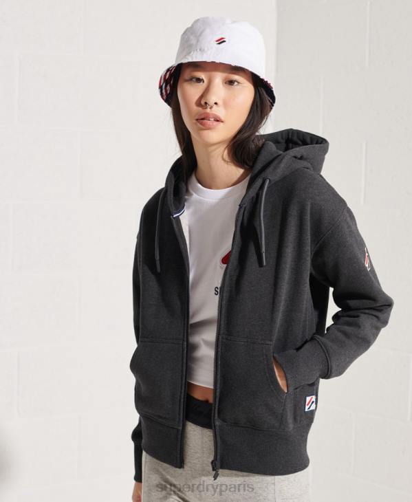 Superdry femmes code sweat à capuche zippé sportstyle D64Z6131 vêtements gris foncé