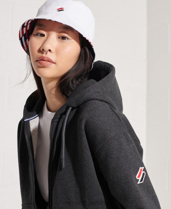 Superdry femmes code sweat à capuche zippé sportstyle D64Z6131 vêtements gris foncé