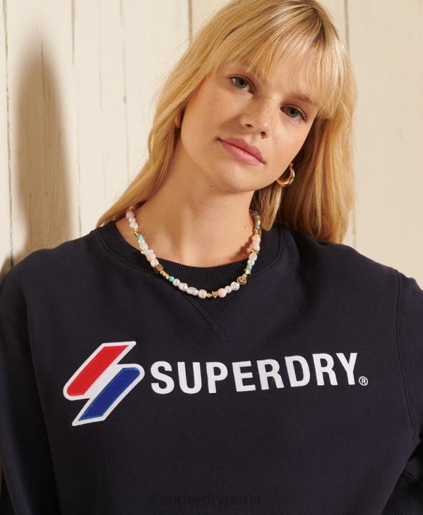 Superdry femmes code sweat ras du cou oversize appliqué D64Z5962 vêtements marine