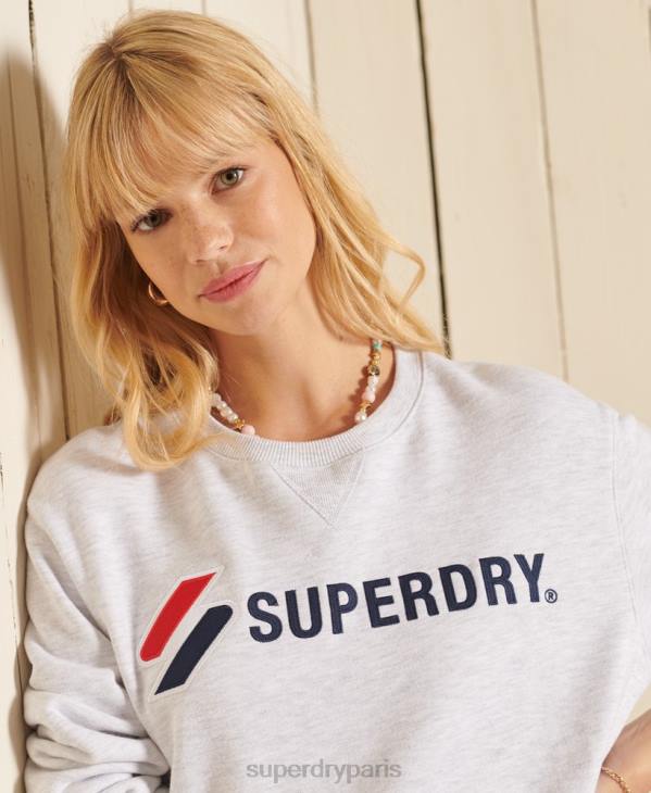 Superdry femmes code sweat ras du cou oversize appliqué D64Z6045 vêtements gris clair