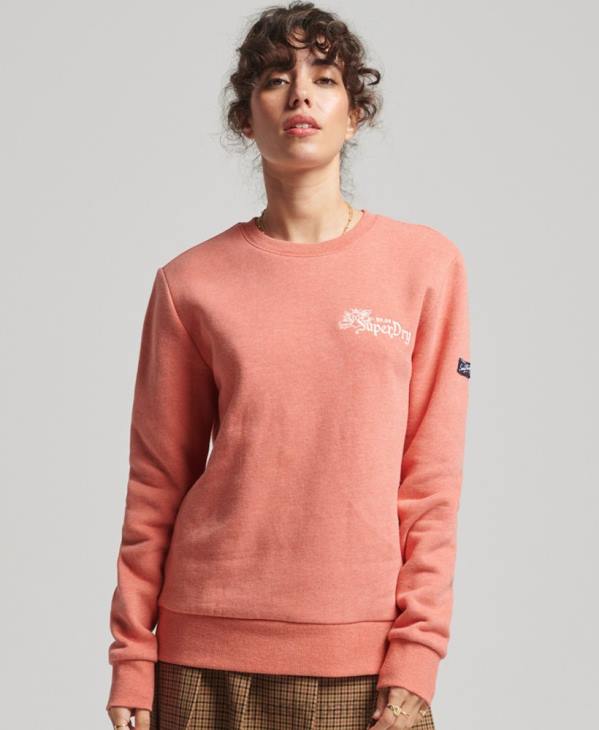 Superdry femmes fierté de l'équipage de l'artisanat sweat-shirt D64Z3485 vêtements corail