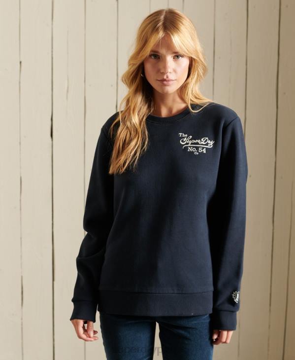 Superdry femmes fierté de l'équipage de l'artisanat sweat-shirt D64Z5946 vêtements marine