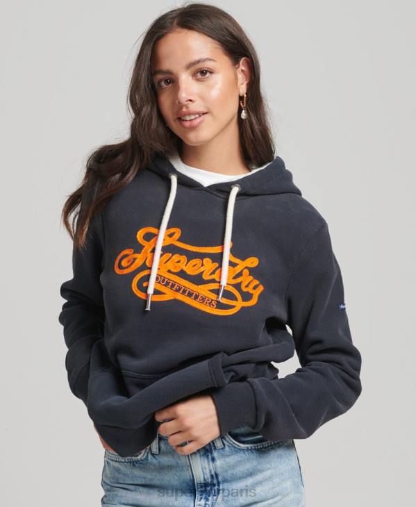 Superdry femmes fierté et artisanat sweat à capuche D64Z3378 vêtements marine