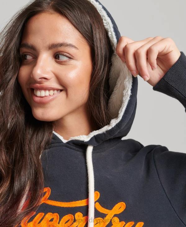 Superdry femmes fierté et artisanat sweat à capuche D64Z3378 vêtements marine