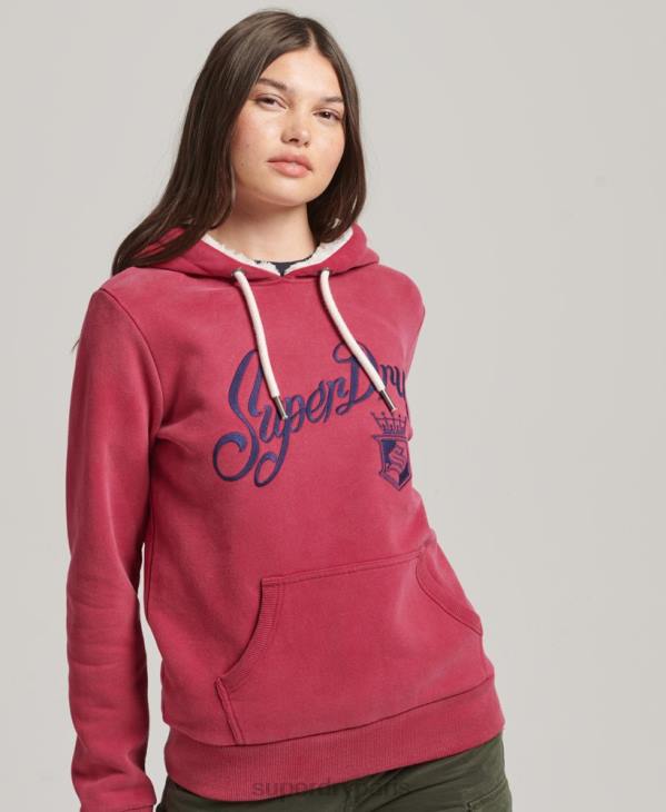 Superdry femmes fierté et artisanat sweat à capuche D64Z3399 vêtements rouge