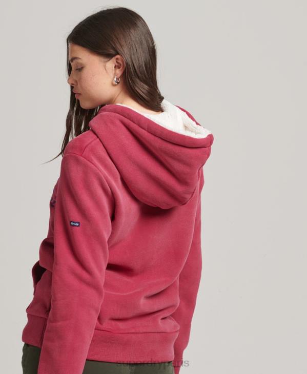 Superdry femmes fierté et artisanat sweat à capuche D64Z3399 vêtements rouge