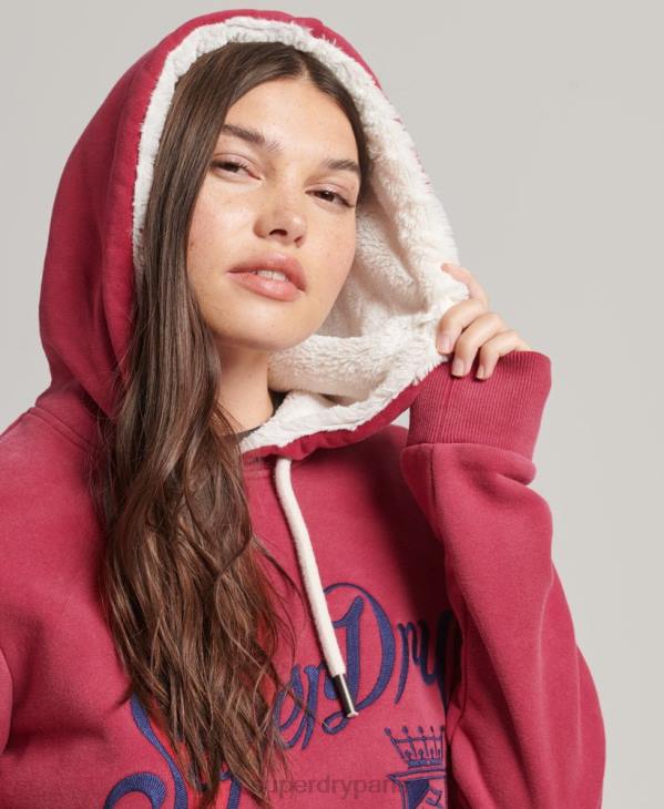 Superdry femmes fierté et artisanat sweat à capuche D64Z3399 vêtements rouge