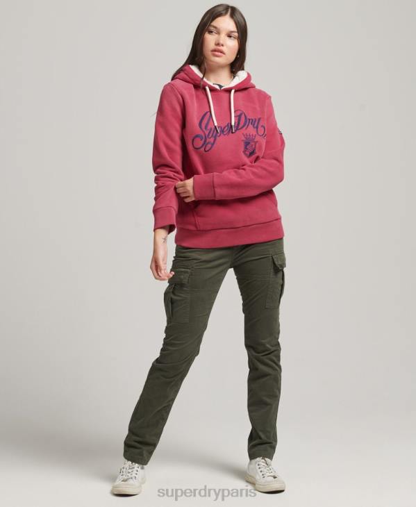 Superdry femmes fierté et artisanat sweat à capuche D64Z3399 vêtements rouge