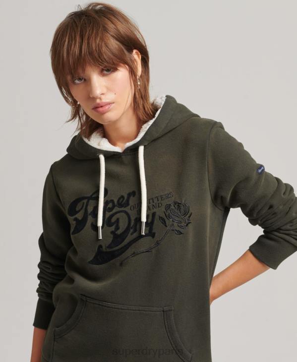 Superdry femmes fierté et artisanat sweat à capuche D64Z5816 vêtements gris foncé