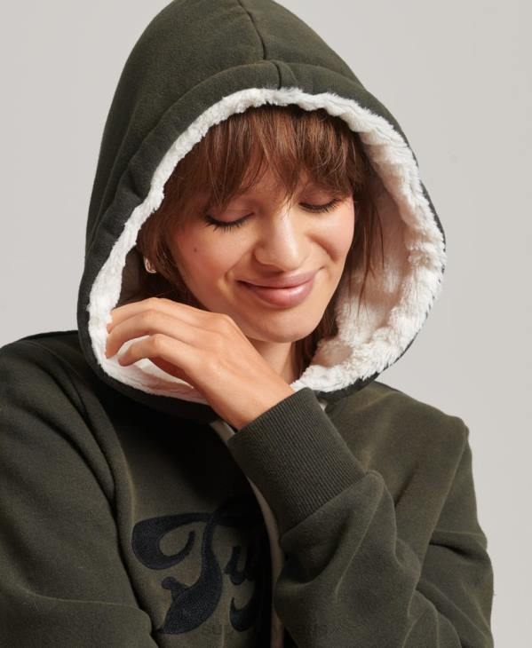 Superdry femmes fierté et artisanat sweat à capuche D64Z5816 vêtements gris foncé